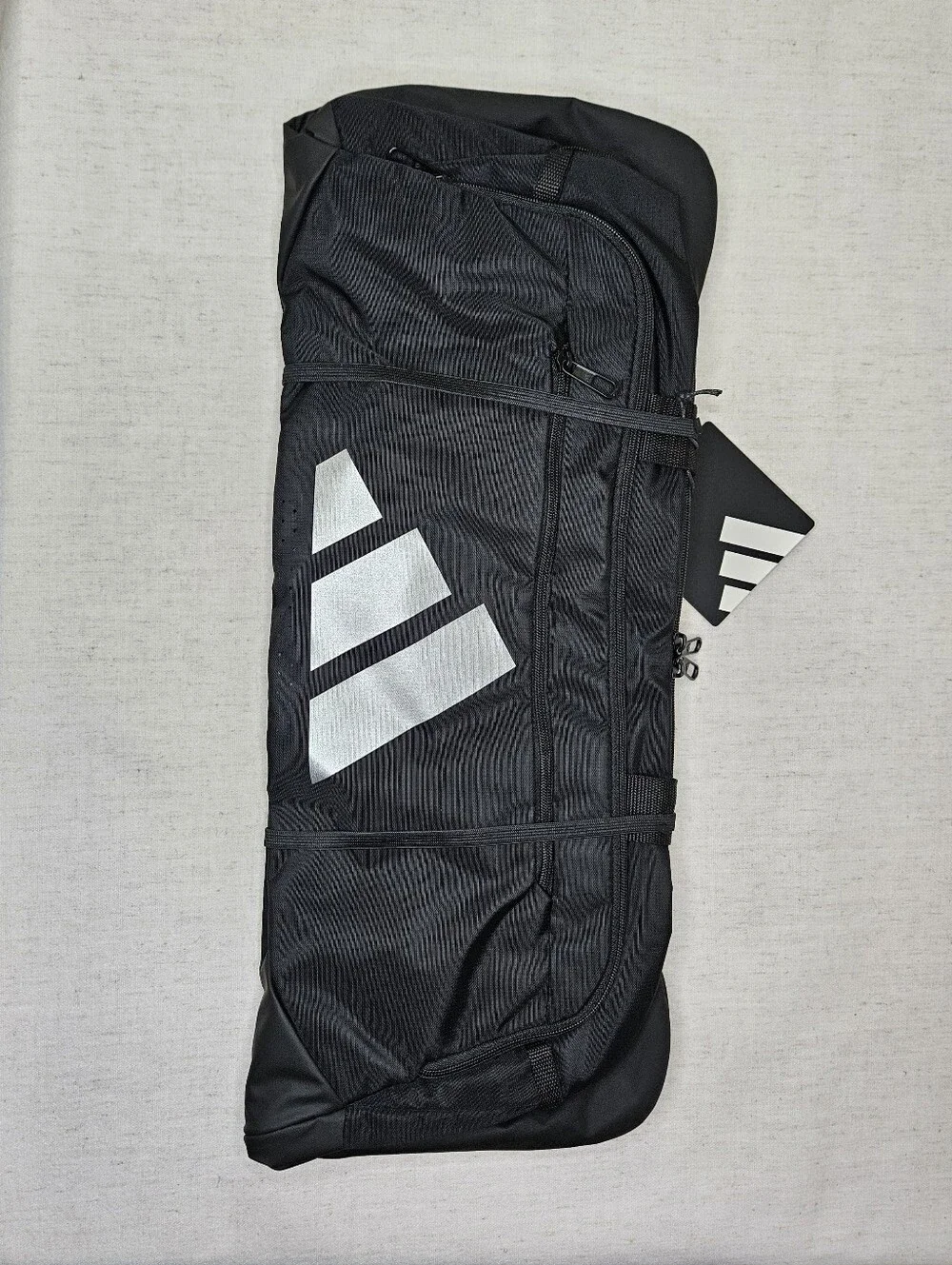NWT Adidas Defender 5 Medium Duffel Bag Water Resistant Black Metallic Silver